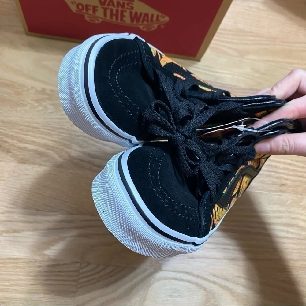 Vans Glow in the Dark Pumpkin Sneakers NEW Sk8 Hi Zip Kids Sz 1 2 12 13 Youth